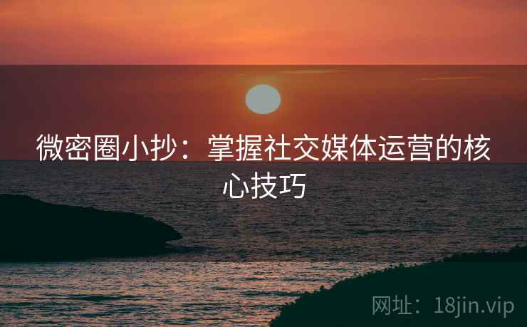微密圈小抄:掌握社交媒体运营的核心技巧